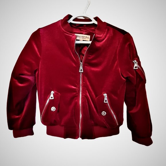 Urban Republic Other - URBAN REPUBLIC Girls Collection Fall Bomber Velvet Burgundy Jacket Size 10/12